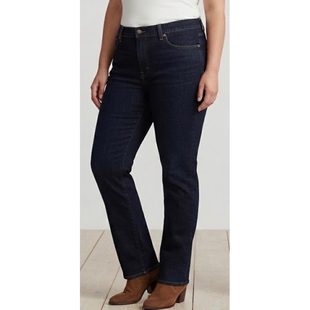 Lauren Ralph Lauren Jeans Co Womens Dark Wash Straight Leg Jeans Size 14 Stretch